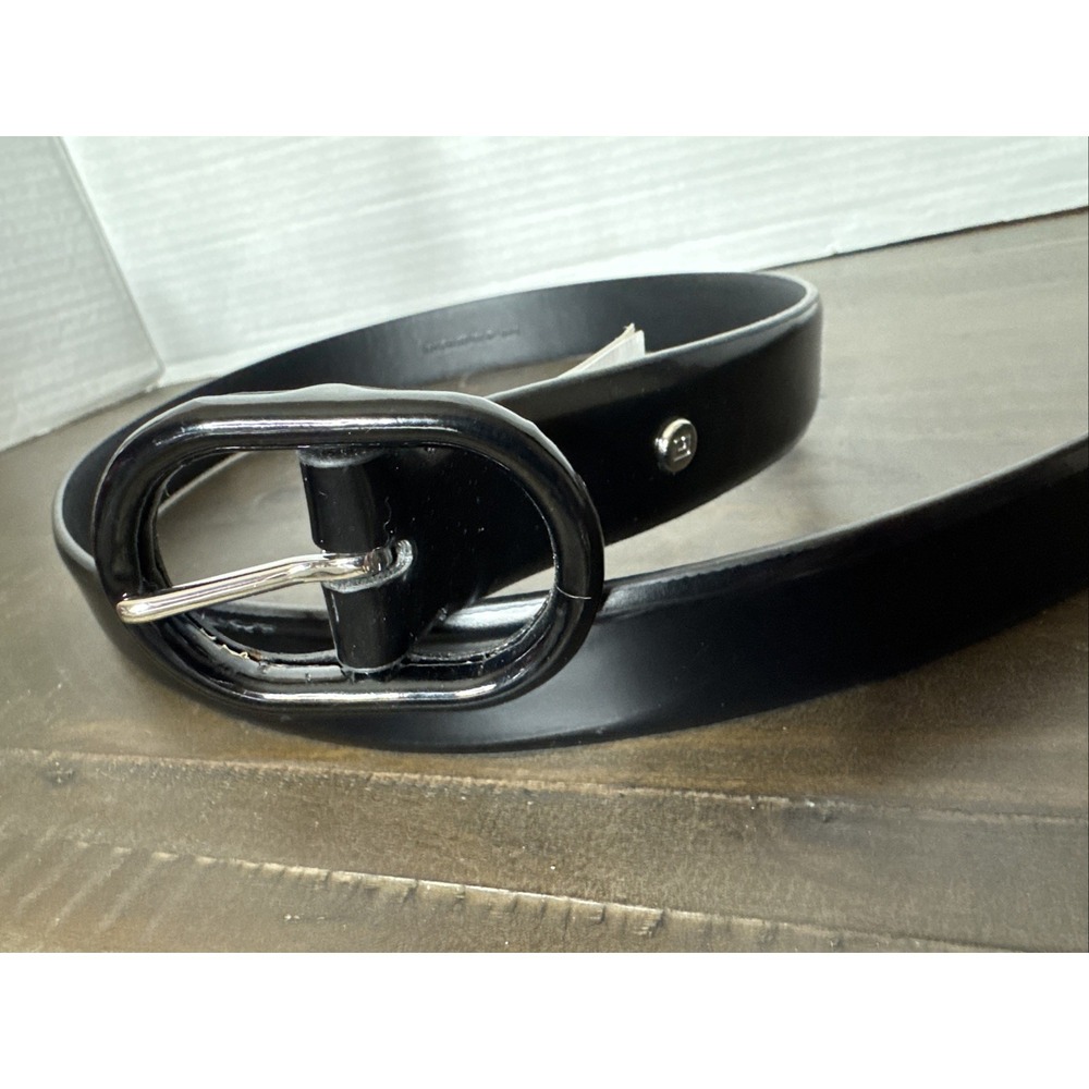 Vintage Y2K Chaps Black Patent Leather Belt Size Large